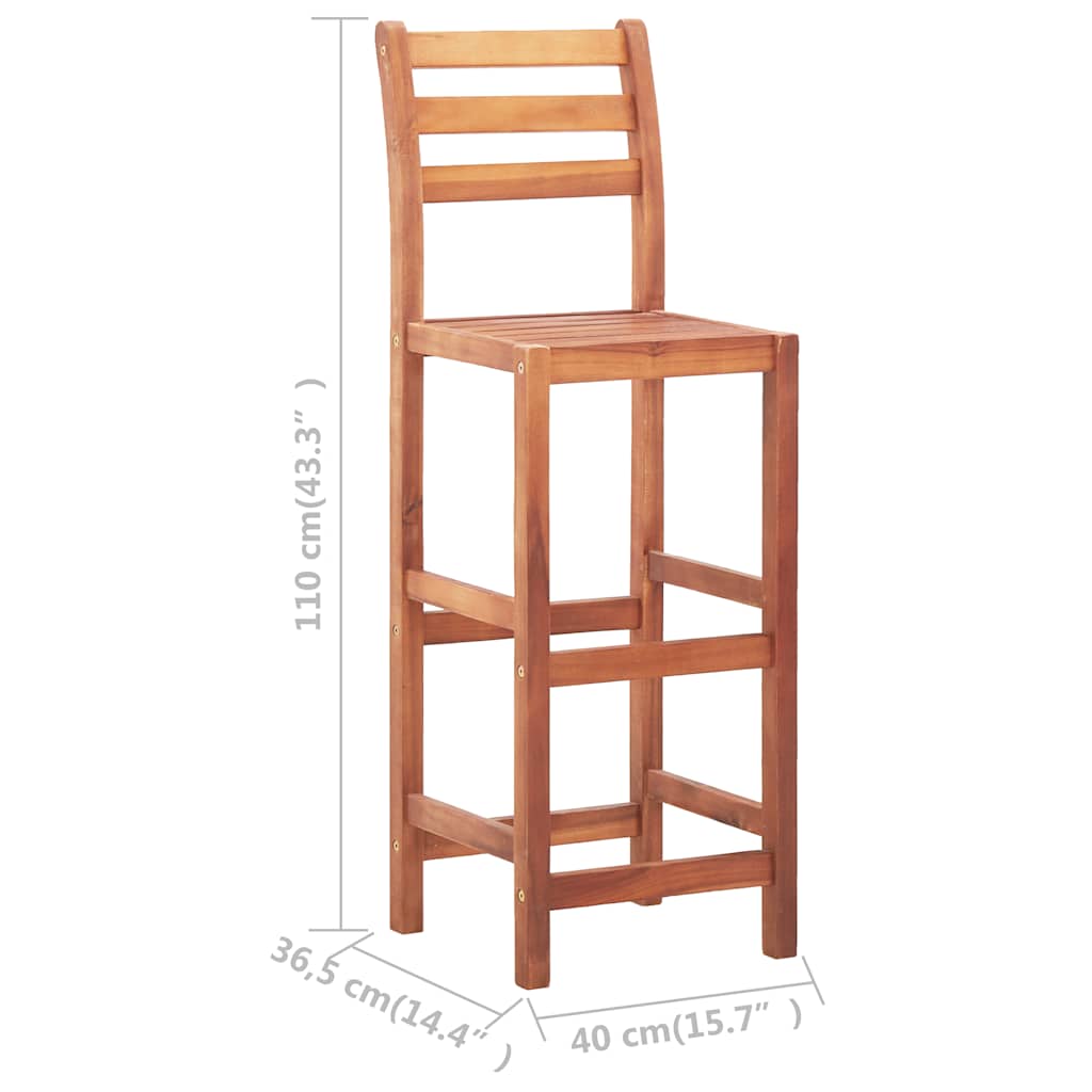 Sedie da Bar 2 pz in Legno Massello di Acacia cod mxl 76960