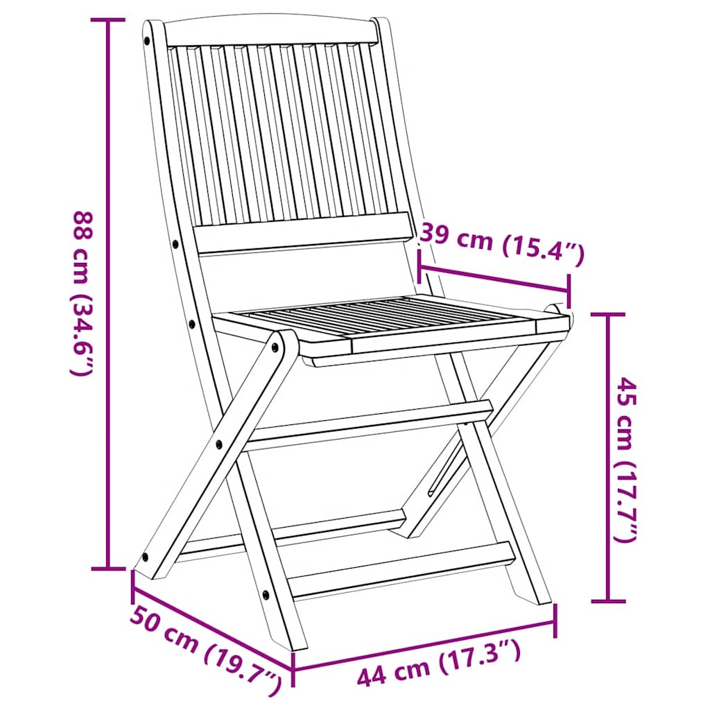 Sedie da Giardino Pieghevoli 2 pz in Legno Massello d'Acacia cod mxl 47601