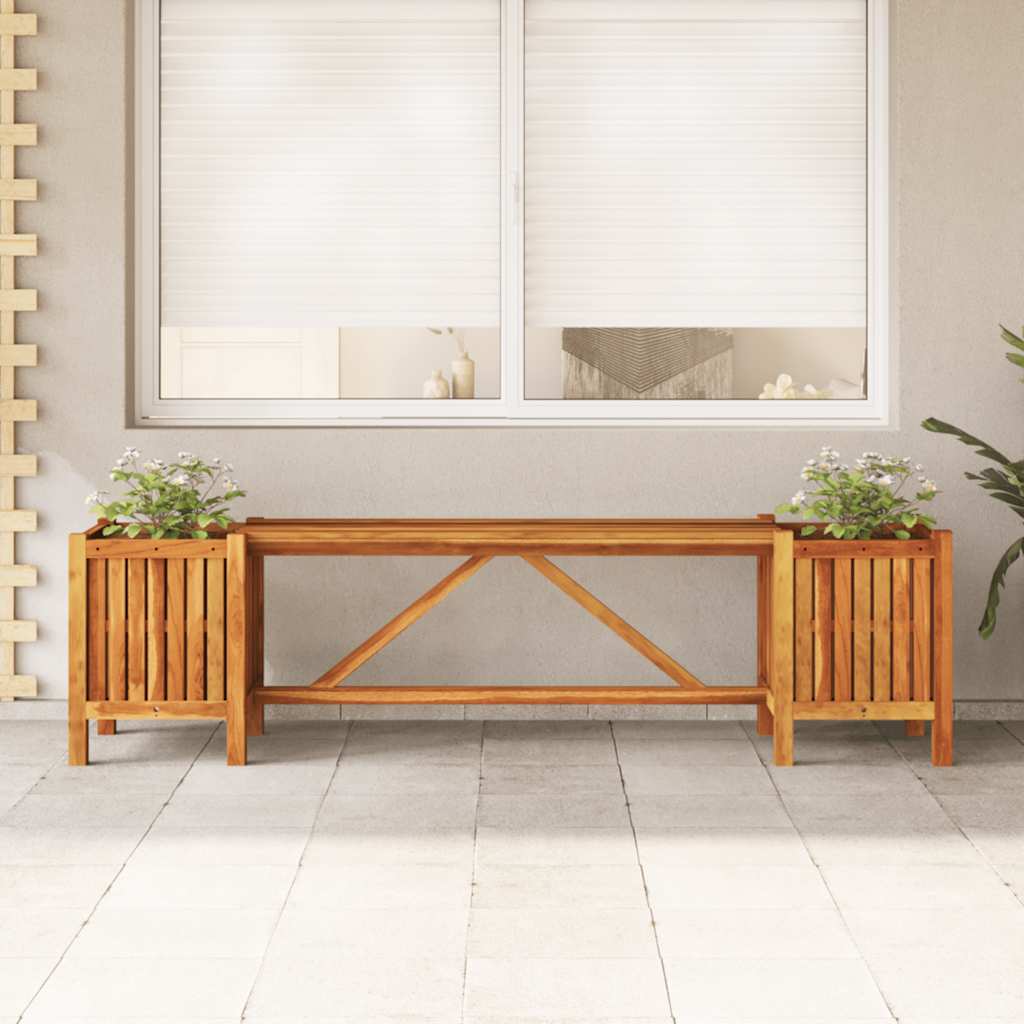 Panca da Giardino con 2 Fioriere 150x30x40cm in Massello Acacia cod mxl 42451