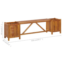 Panca Giardino con 2 Fioriere 150x30x40cm Legno Massello Acacia 46344