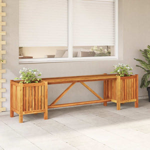 Panca Giardino con 2 Fioriere 150x30x40cm Legno Massello Acacia 46344