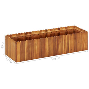 Fioriera aiuola rialzata piante fiori giardino 100 x 30 x 25 cm legno massello di acacia 02_0000974