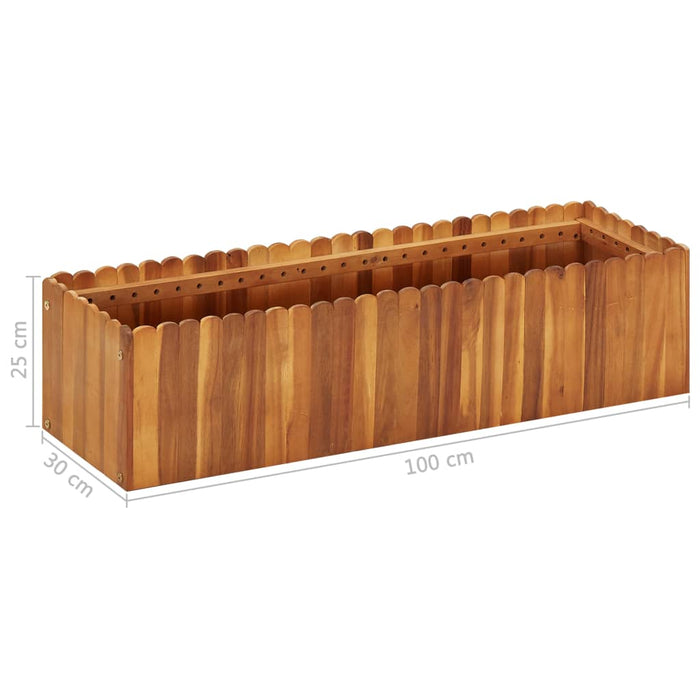 Fioriera aiuola rialzata piante fiori giardino 100 x 30 x 25 cm legno massello di acacia 02_0000974