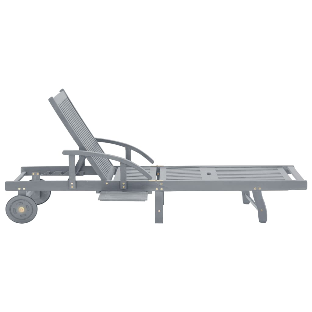 Lettino Prendisole da Giardino Legno Massello di Acacia Grigio 45939