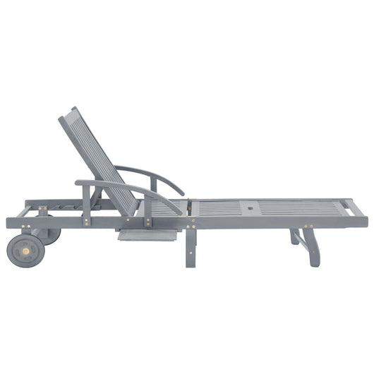 Lettino Prendisole da Giardino Legno Massello di Acacia Grigio 45939