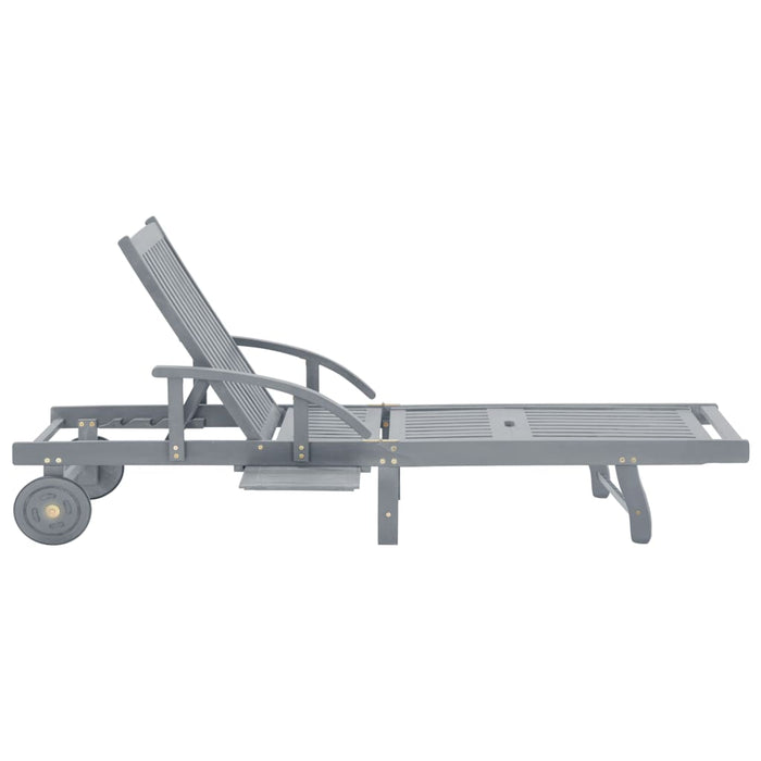 Lettino Prendisole da Giardino Legno Massello di Acacia Grigio 45939