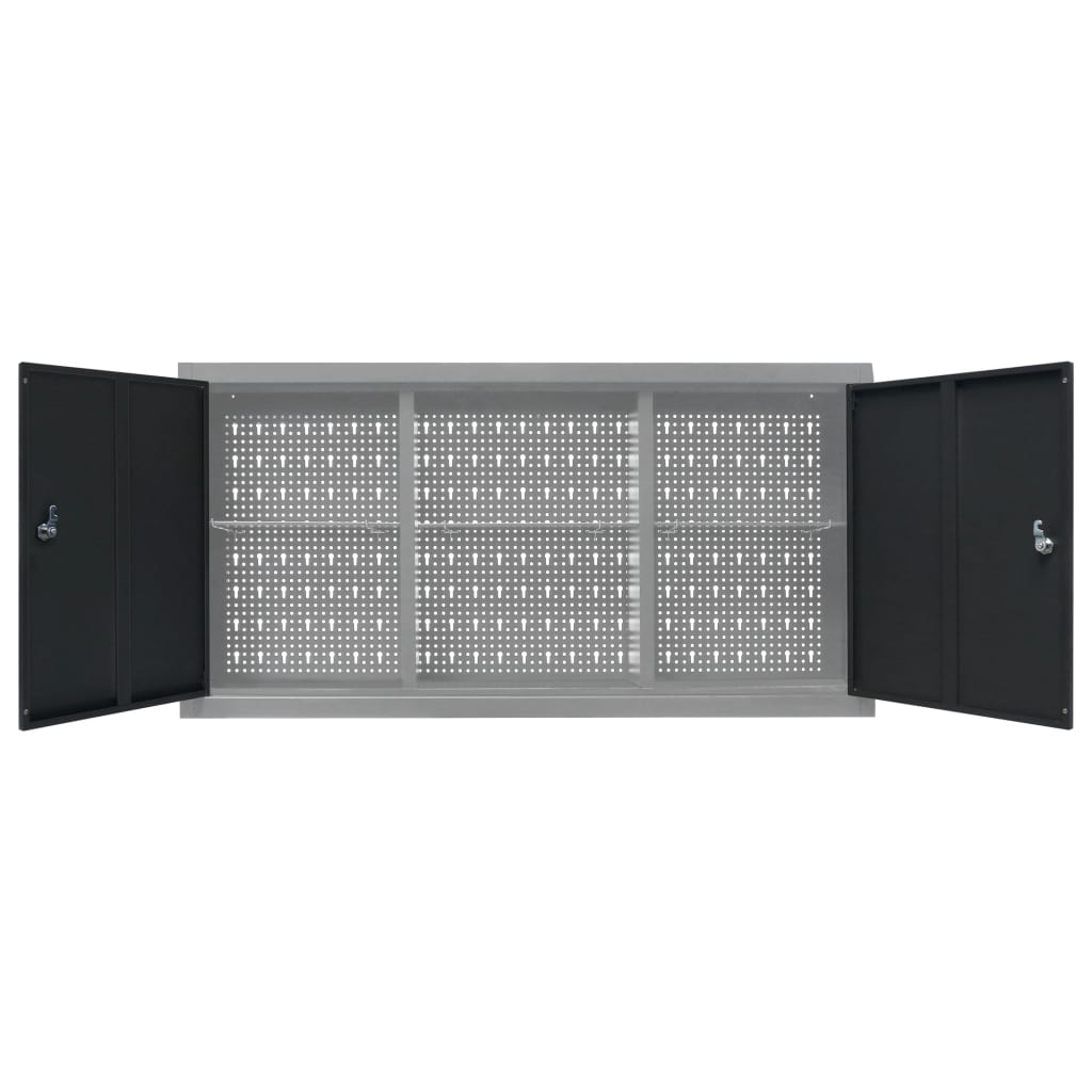 Armadio a Parete Stile Industriale in Metallo Grigio Nero cod mxl 78616