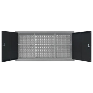 Armadio a Parete Stile Industriale in Metallo Grigio Nero cod mxl 78616