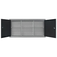 Armadio a Parete Stile Industriale in Metallo Grigio Nero 145366