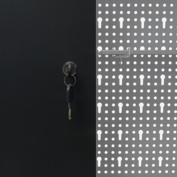 Armadio a Parete Stile Industriale in Metallo Grigio Nero 145366