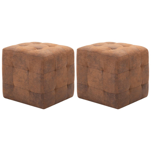 Pouf 2 pz Marrone 30x30x30 cm in Similpelle Scamosciata