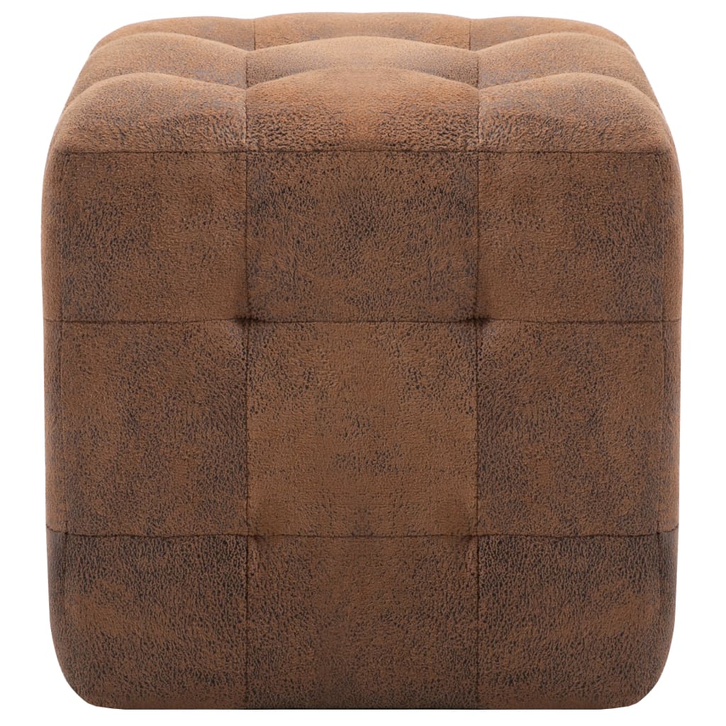 Pouf 2 pz Marrone 30x30x30 cm in Similpelle Scamosciata