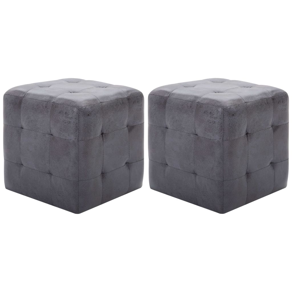 Pouf 2 pz Grigio 30x30x30 cm in Similpelle Scamosciata cod mxl 117641