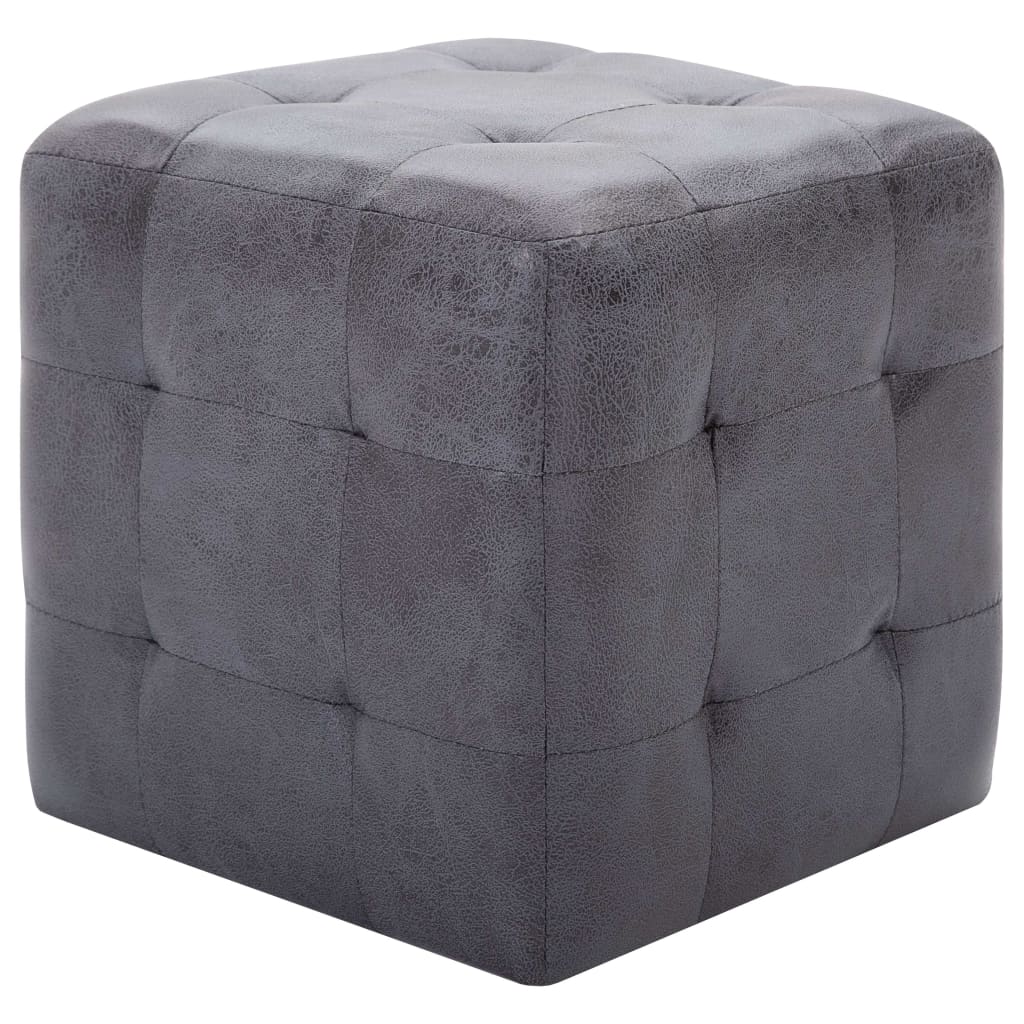 Pouf 2 pz Grigio 30x30x30 cm in Similpelle Scamosciata cod mxl 117641
