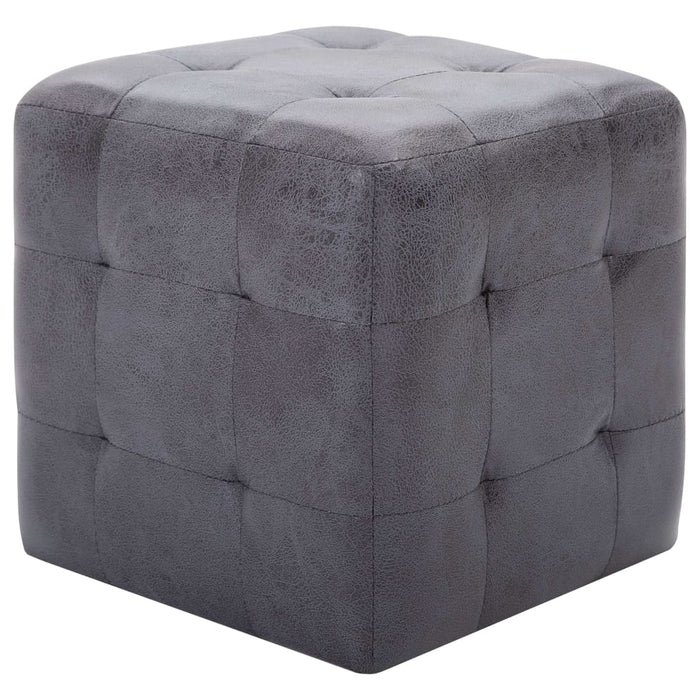 Pouf 2 pz Grigio 30x30x30 cm in Similpelle Scamosciata cod mxl 117641
