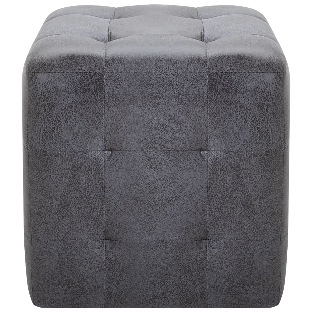 Pouf 2 pz Grigio 30x30x30 cm in Similpelle Scamosciata cod mxl 117641