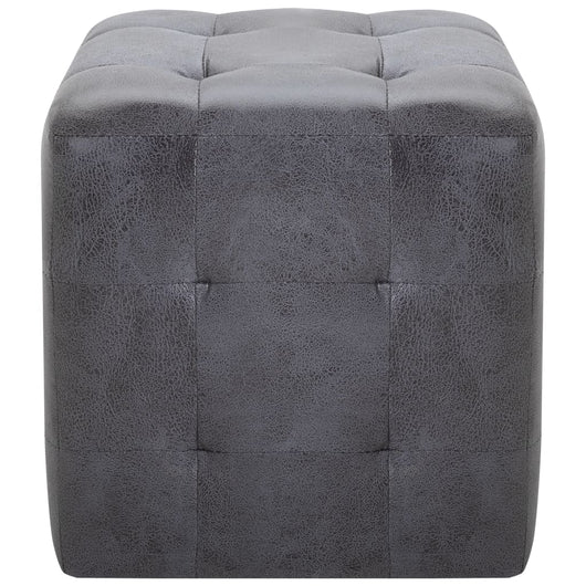 Pouf 2 pz Grigio 30x30x30 cm in Similpelle Scamosciata 278383
