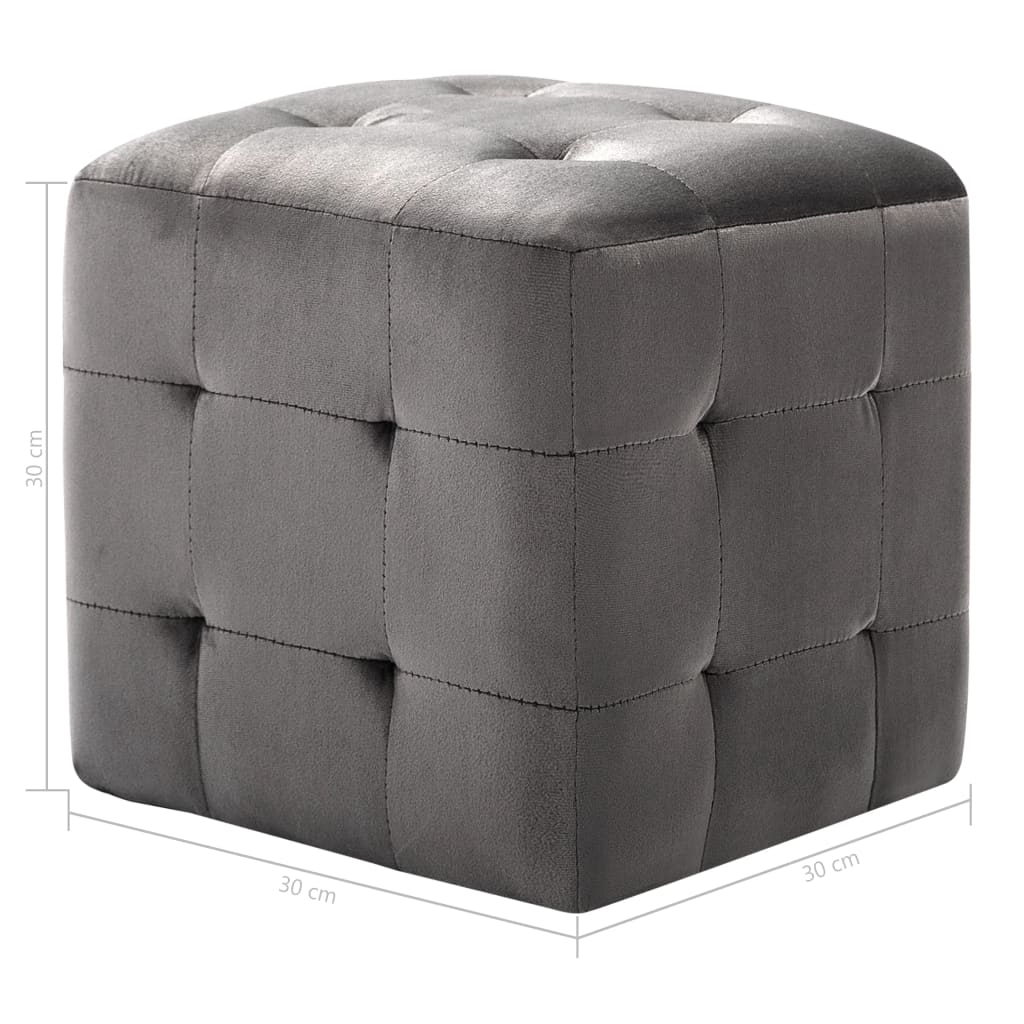 Pouf 2 pz Grigio 30x30x30 cm in Velluto 278385