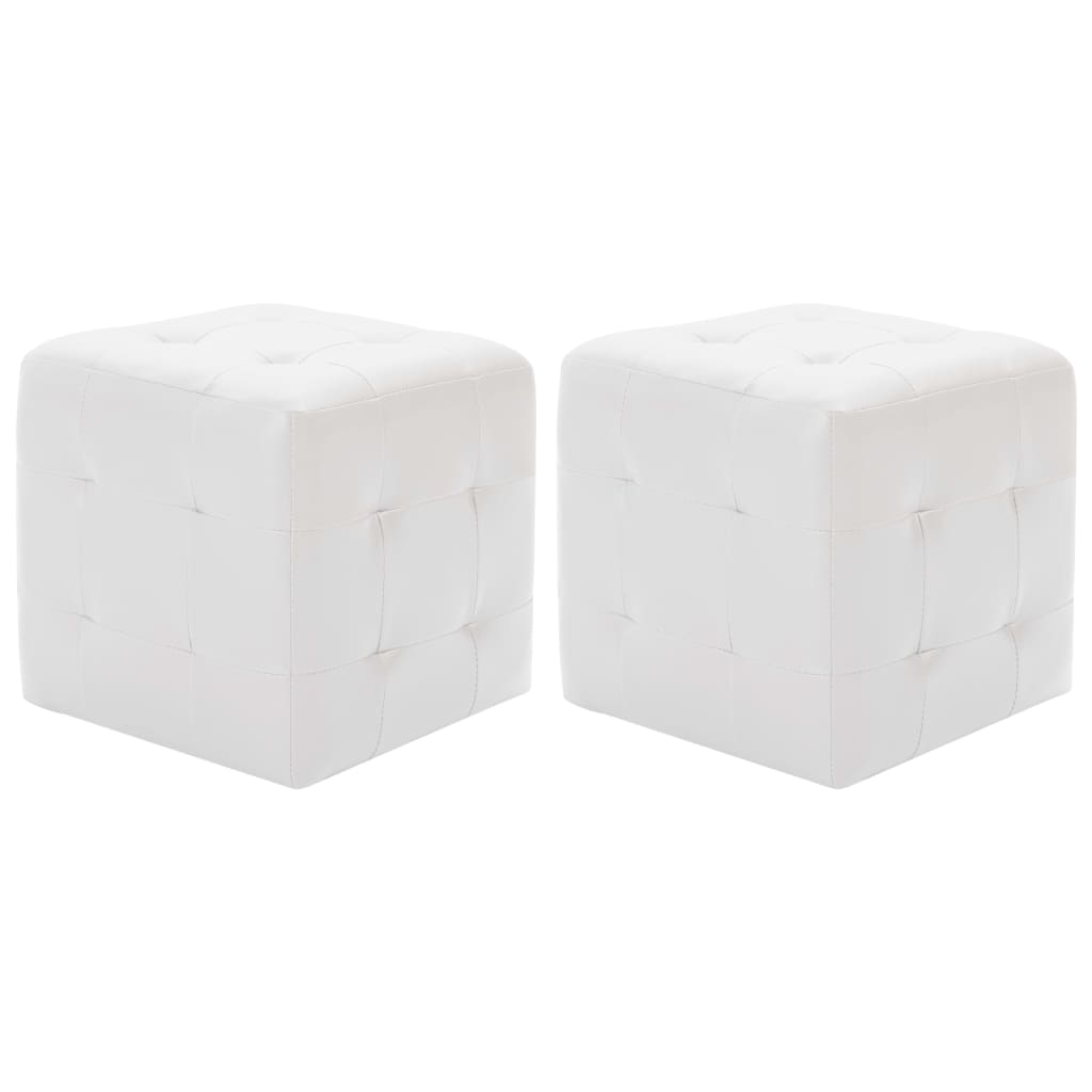Pouf 2 pz Bianco 30x30x30 cm in Similpelle  cod mxl 66216