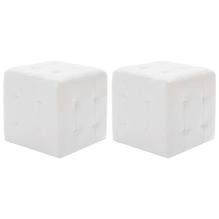 Pouf 2 pz Bianco 30x30x30 cm in Similpelle  cod mxl 66216