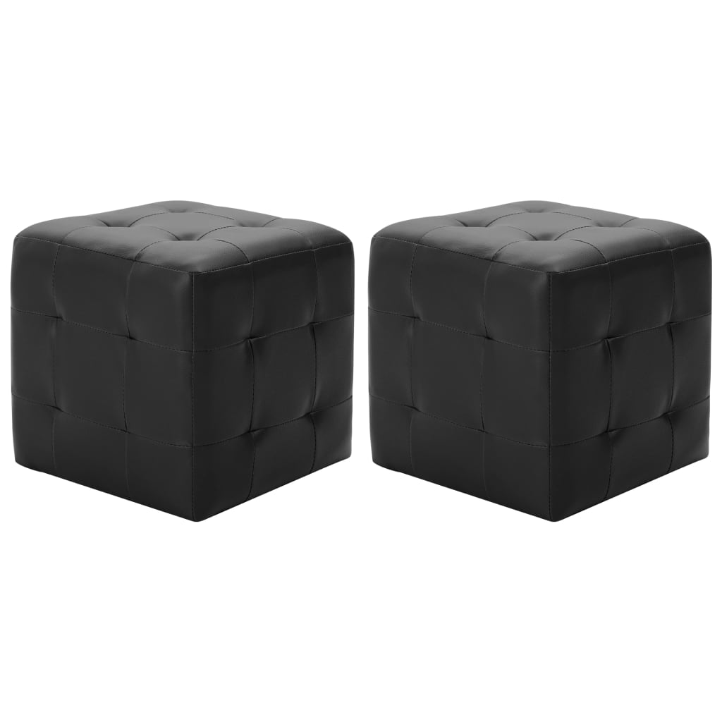 Pouf 2 pz Nero 30x30x30 cm in Similpelle cod mxl 95335
