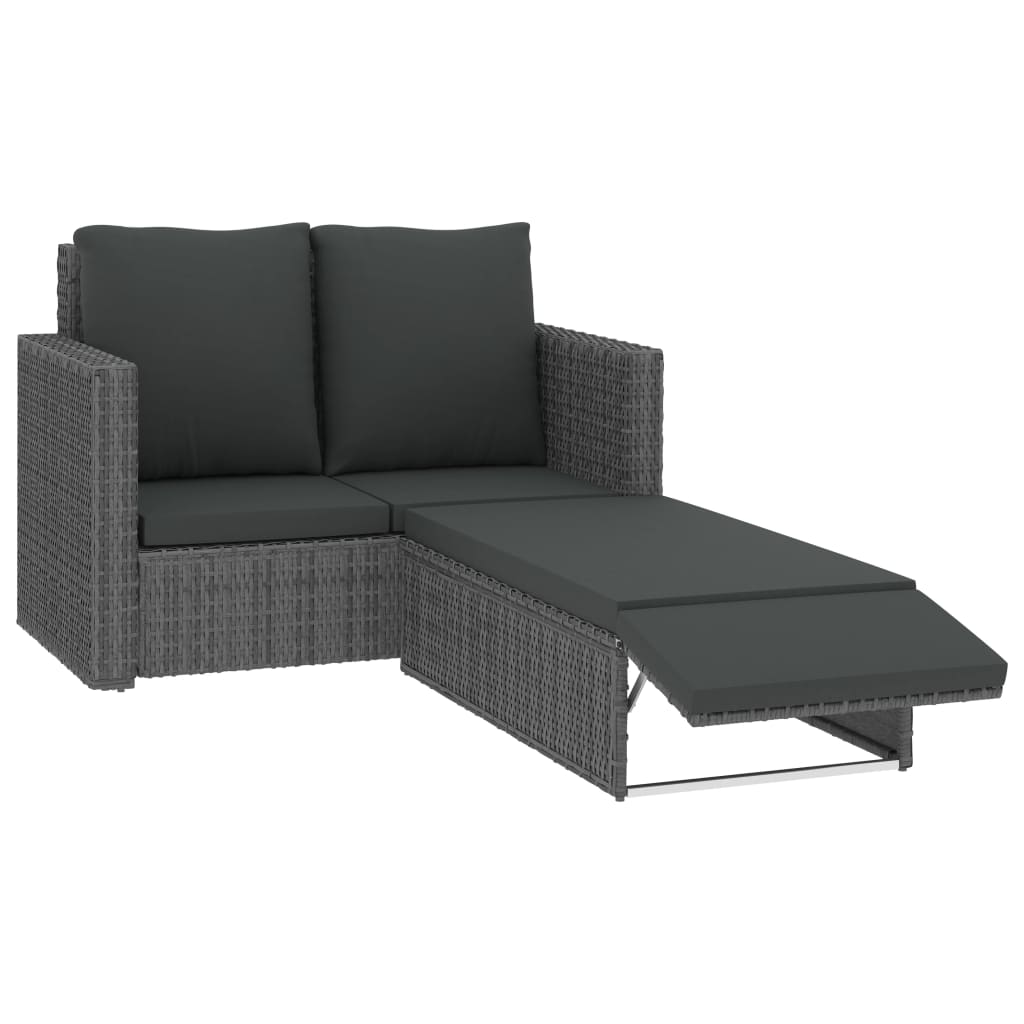 Set Divani da Giardino 2 pz con Cuscini in Polyrattan Grigio 46740