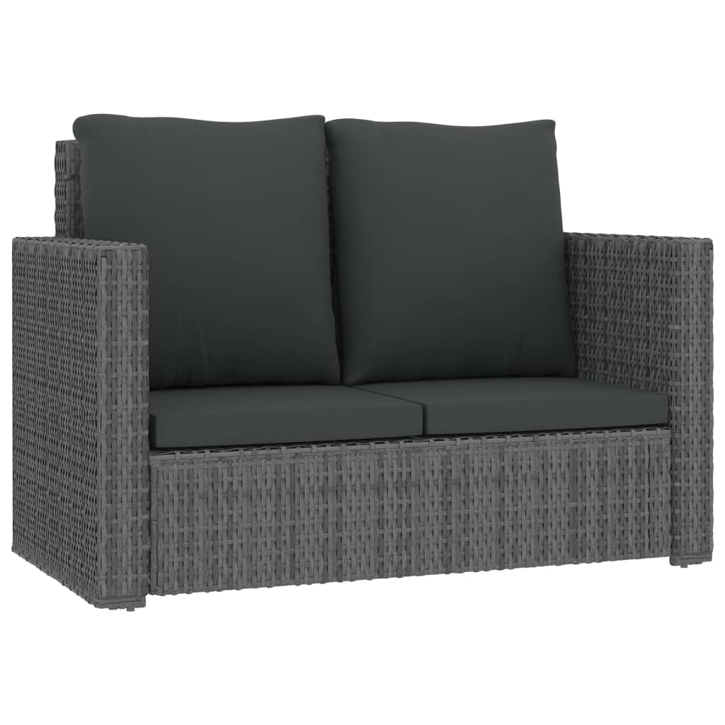 Set Divani da Giardino 2 pz con Cuscini in Polyrattan Grigio 46740