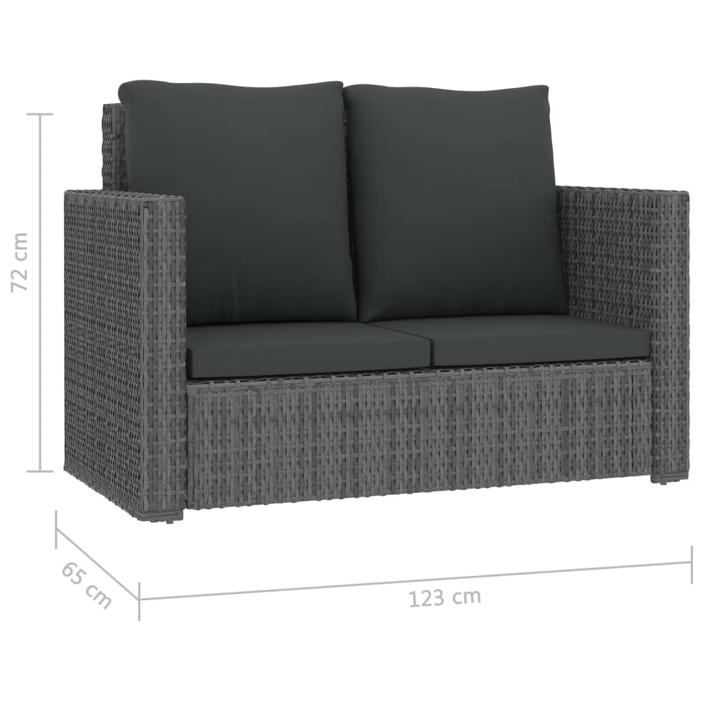 Set Divani da Giardino 2 pz con Cuscini in Polyrattan Grigio 46740