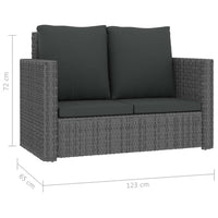 Set Divani da Giardino 2 pz con Cuscini in Polyrattan Grigio 46740