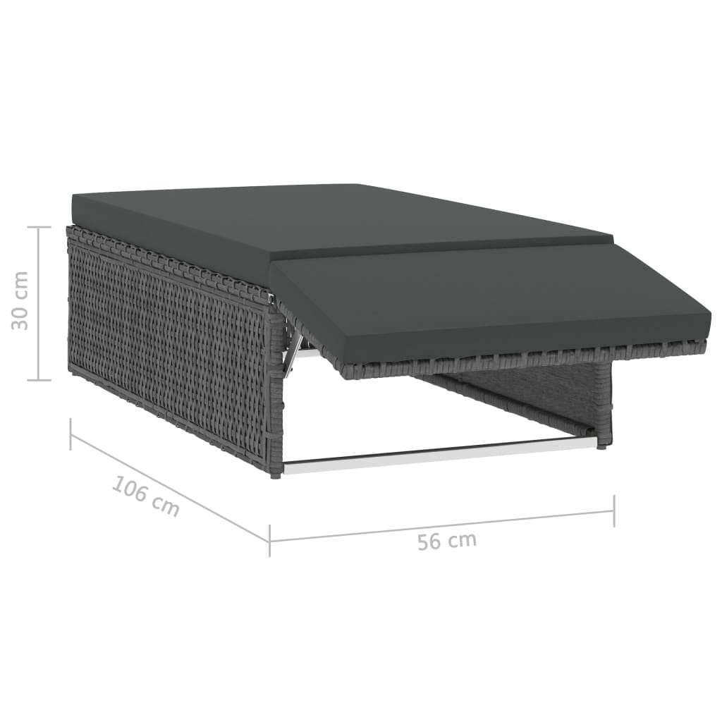 Set Divani da Giardino 2 pz con Cuscini in Polyrattan Grigio 46740