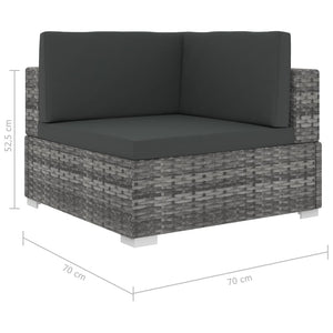 Set Divani da Giardino 6 pz con Cuscini in Polyrattan Grigio cod mxl 35610
