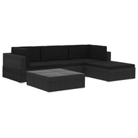 Set Divani da Giardino 5 pz con Cuscini in Polyrattan Nero cod mxl 35753