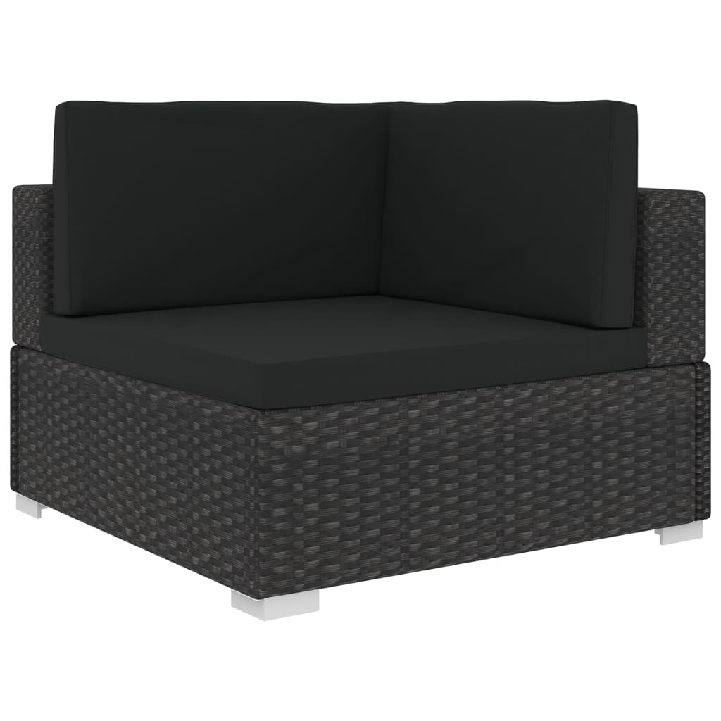 Set Divani da Giardino 5 pz con Cuscini in Polyrattan Nero cod mxl 35753