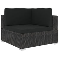 Set Divani da Giardino 5 pz con Cuscini in Polyrattan Nero cod mxl 35753
