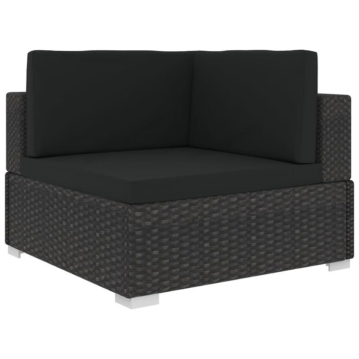 Set Divani da Giardino 5 pz con Cuscini in Polyrattan Nero cod mxl 35753