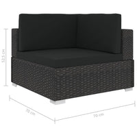 Set Divani da Giardino 5 pz con Cuscini in Polyrattan Nero cod mxl 35753