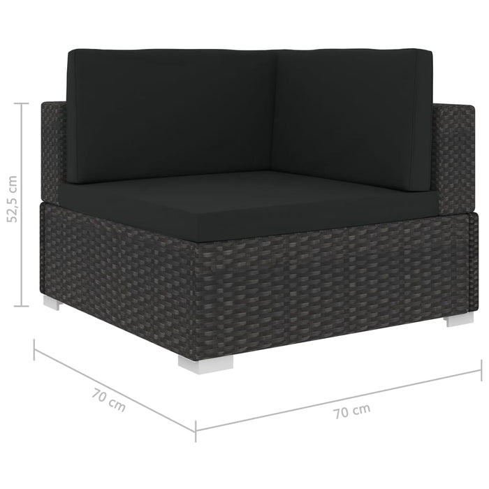 Set Divani da Giardino 5 pz con Cuscini in Polyrattan Nero cod mxl 35753