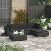 Set Divani da Giardino 5 pz con Cuscini in Polyrattan Nero cod mxl 35753