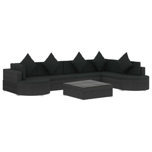 Set di mobili da giardino mobili da esterno 8 pezzi con cuscini in resina di vimini nero 02_0017762