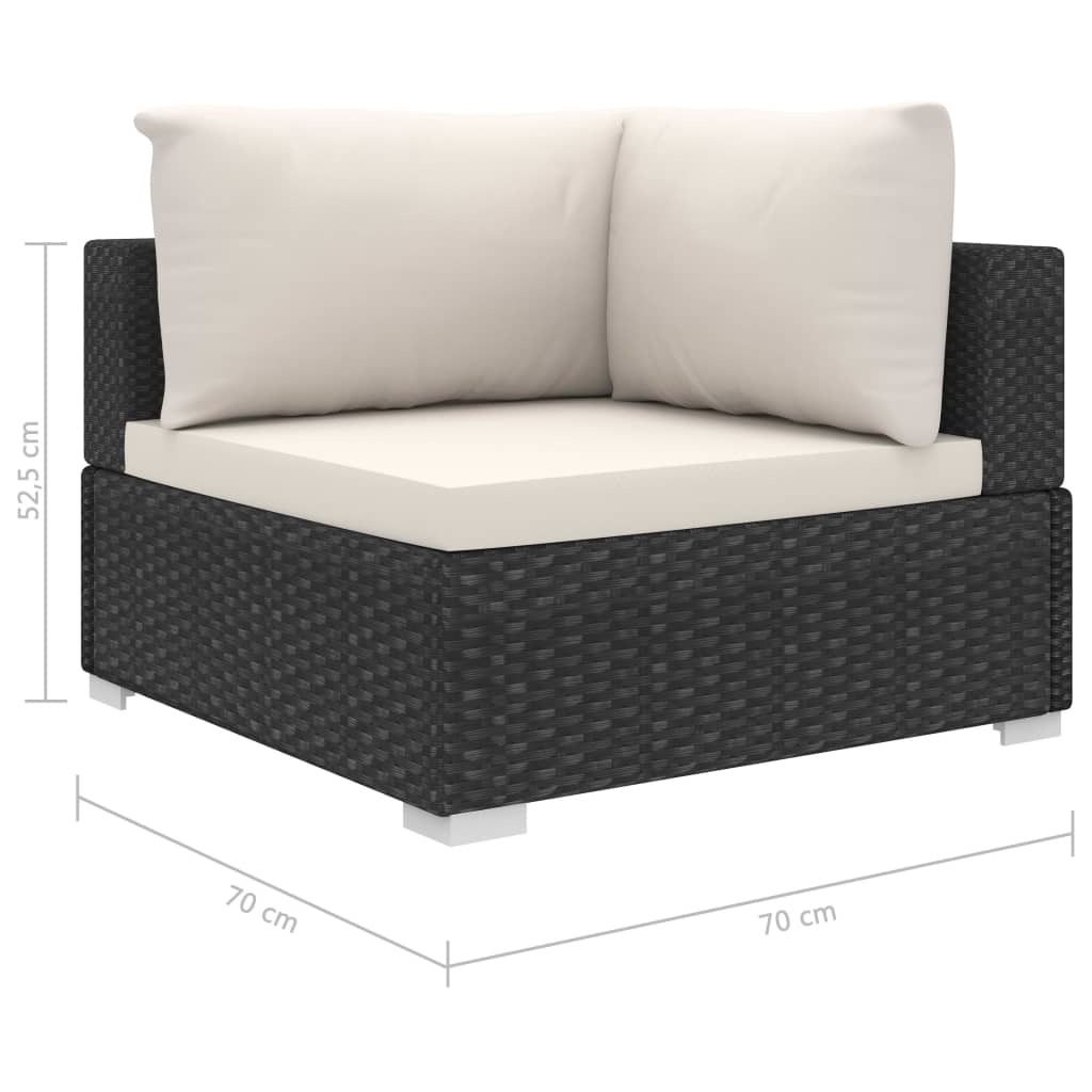 Set Divani da Giardino 8 pz con Cuscini in Polyrattan Nero 46766