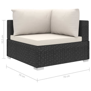Set Divani da Giardino 8 pz con Cuscini in Polyrattan Nero 46766