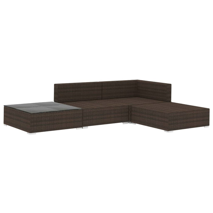 Set Divani da Giardino 4 pz con Cuscini in Polyrattan Marrone 46777