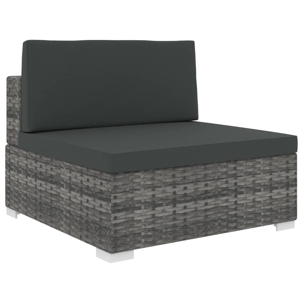 Seduta Centrale Modulare 1 pz con Cuscini in Polyrattan Grigio cod mxl 74030