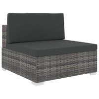 Seduta Centrale Modulare 1 pz con Cuscini in Polyrattan Grigio cod mxl 74030
