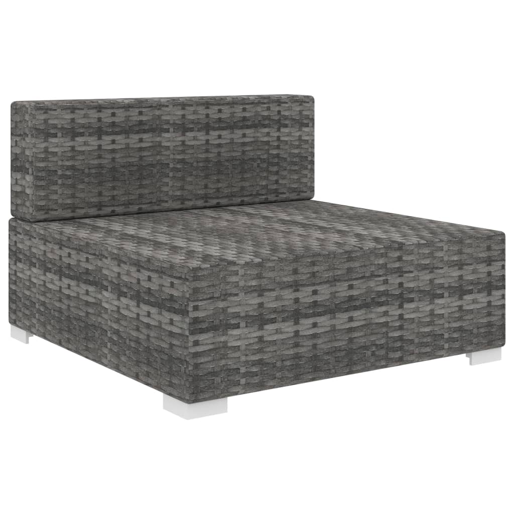 Seduta Centrale Modulare 1 pz con Cuscini in Polyrattan Grigio 46795