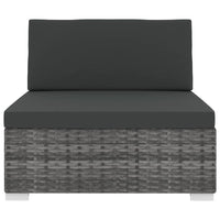 Seduta Centrale Modulare 1 pz con Cuscini in Polyrattan Grigio cod mxl 74030