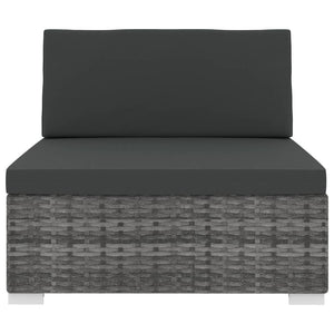 Seduta Centrale Modulare 1 pz con Cuscini in Polyrattan Grigio cod mxl 74030