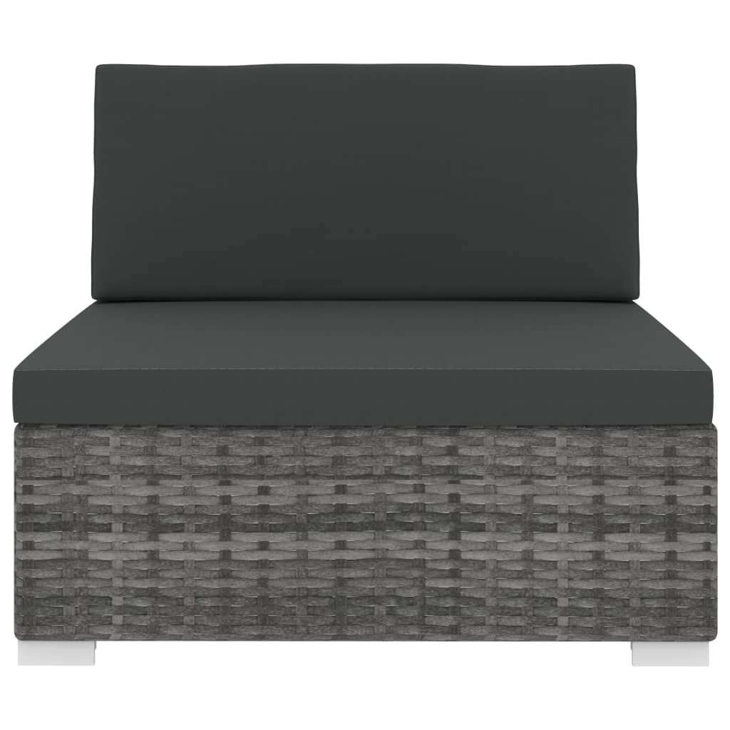 Seduta Centrale Modulare 1 pz con Cuscini in Polyrattan Grigio 46795