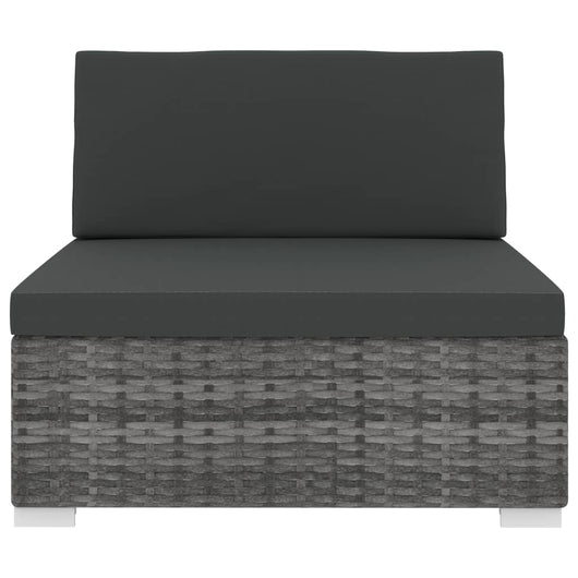Seduta Centrale Modulare 1 pz con Cuscini in Polyrattan Grigio 46795