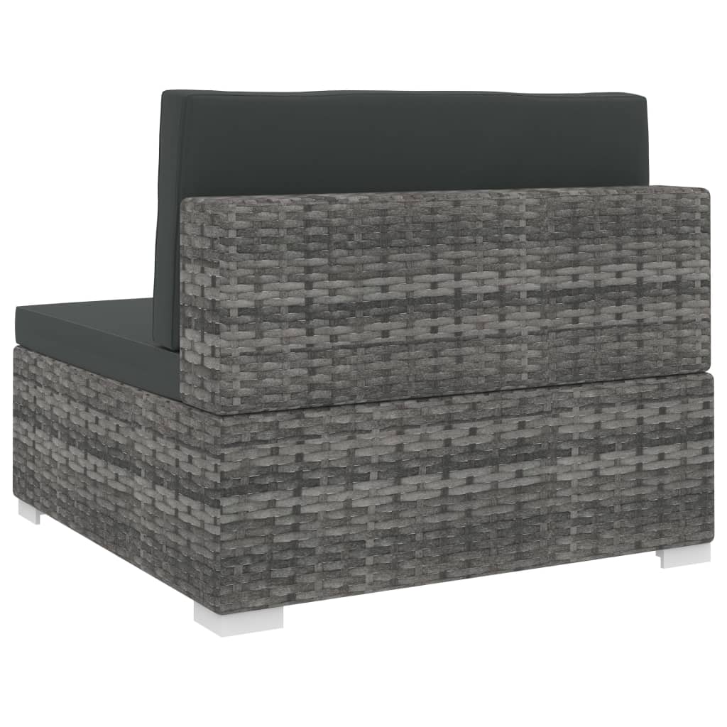 Seduta Centrale Modulare 1 pz con Cuscini in Polyrattan Grigio 46795